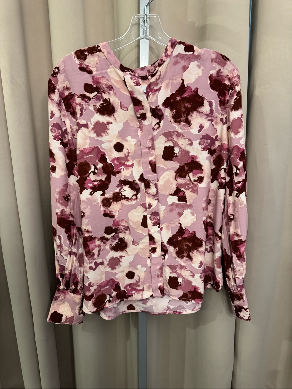 Nordstrom Pink Floral-Print Button Front Blouse